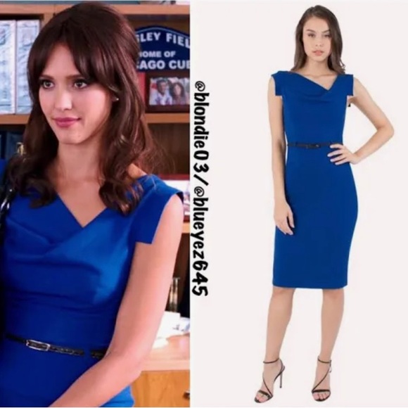 0 Black Halo The Classic Jackie O Sheath Dress Royal/Cobalt Blue